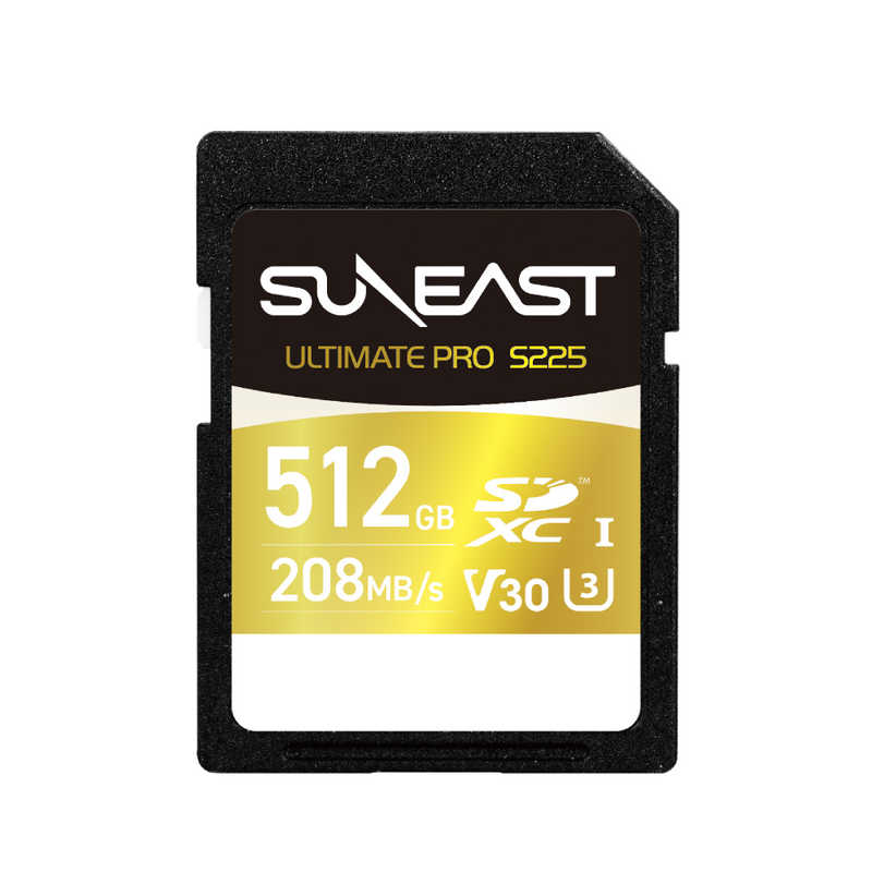 SUNEAST SUNEAST SDXCカード UHS-I V30 ULTIMATE PRO(S225 GOLDシリーズ)U3 最大読込速度 208MB/s ［Class10 /512GB］ SE-FS1512G23W1F SE-FS1512G23W1F