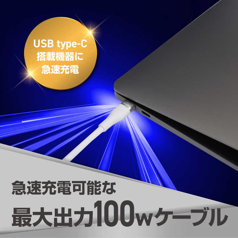SUNEAST SUNEAST PD 100W 対応 USB Type-C to Type-Cケーブル 2m ホワイト やわらかい シリコーン素材 ［USB Power Delivery対応］ SE-KB100CC0007WHF SE-KB100CC0007WHF