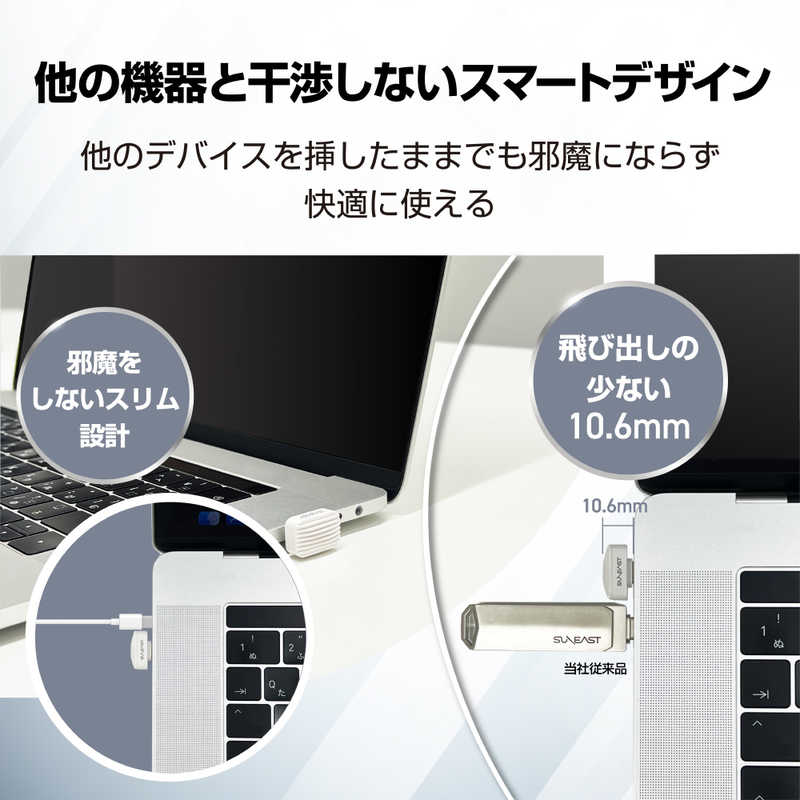 SUNEAST SUNEAST 極小型 外付け ポータブル SSD Nano 128GB Type-C USB3.2 Gen 1対応 最大読込速度 450MB/s ［ポータブル型］ ホワイト SE-PS128G2LNN1WF SE-PS128G2LNN1WF