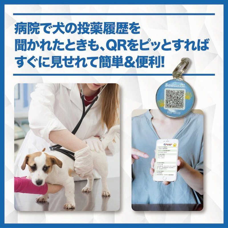プライムページ プライムページ ペット用 QR迷子札 Scamee for dog シリコンプレートタグセット Lサイズ ブルー  