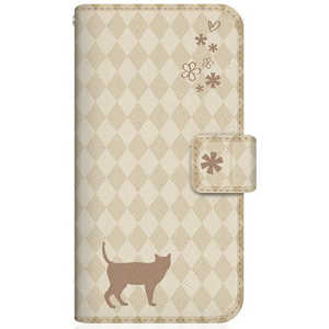 CASEMARKET OPPO Reno3 A NYAGO スリム手帳型ケース ノート フレンチ フラワー ダイアリー キャット シルエット ダイヤ柄 & なんだにゃ? クリーム CPH2013-BNG2S