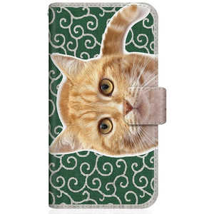 CASEMARKET OPPO Reno3 A NYAGO スリム手帳型ケース ノート キュート 甘えんぼう 茶トラ 猫 ペロペロするにゃ~。 にゃんとも 和風 だにゃ~。 唐草模様 緑 CPH201