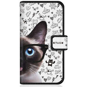 CASEMARKET Google Pixel 5 NYAGO スリム手帳型ケース ノート キュート メガネ フェイス キャット シャム G5NZ6-BNG2S2247-78