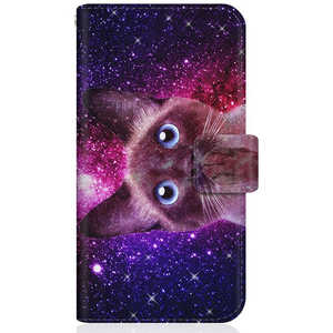 CASEMARKET Samsung Galaxy A51 5G NYAGO スリム手帳型ケース ノート キュート 肉球をペロペロするにゃ~｡宇宙柄 シャムちゃん SCG07-BNG2S2272-78