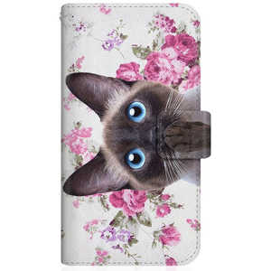 CASEMARKET Samsung Galaxy A51 5G NYAGO スリム手帳型ケース ノート キュート 肉球をペロペロするにゃ~｡ - シャムちゃん サマー フラワー だにゃ~｡ ピンク SCG07-BNG2S2727-78