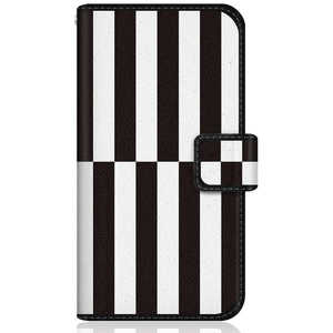 CASEMARKET iPhone 12 スリム手帳型ケース 北欧 モダン モノトーン クロス パターン Black & White iPhone12-BCM2S2113-78