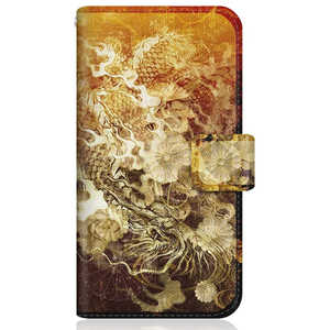 CASEMARKET iPhone 12 スリム手帳型ケース 屏風 和柄 昇り黒龍 菊花紋章 風雲 iPhone12-BCM2S2129-78