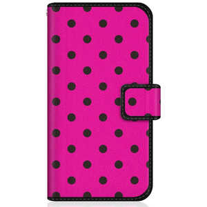 CASEMARKET iPhone 12 スリム手帳型ケース スウィート ピンク & ブラック ドット柄 スリム ダイアリー iPhone12-BCM2S2188-78