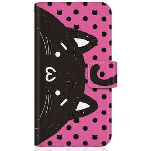 CASEMARKET iPhone 12 SHOBON スリム手帳型ケース NYABON ショボーン (´･ω･') ノート しっぽ ブラック ドット & ピンク iPhone12-BSB2S2445-78