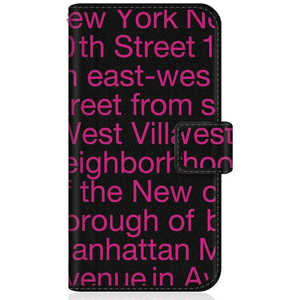 CASEMARKET iPhone 12 スリム手帳型ケース New York Typography - ピンク スリム ダイアリー iPhone12-BCM2S2633-78