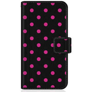CASEMARKET iPhone 12 スリム手帳型ケース スウィート ブラック & ピンク ドット柄 スリム ダイアリー iPhone12-BCM2S2634-78