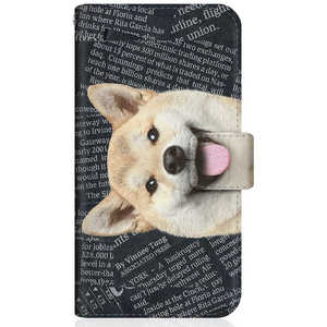 CASEMARKET iPhone 12 スリム手帳型ケース ZAKKA ZOO ノート キュート つぶらな瞳 柴犬 ワンワン ニュースペーパー 柄 ブラック iPhone12-BCM2S2826-78