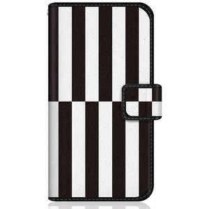 CASEMARKET iPhone 12 mini スリム手帳型ケース 北欧 モダン モノトーン クロス パターン Black & White iPhone12mini-BCM2S2113-78