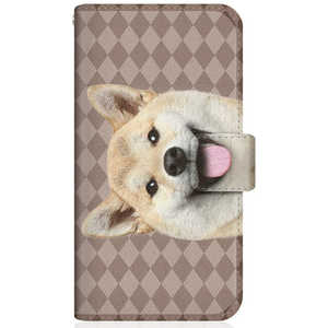 CASEMARKET iPhone 12 mini スリム手帳型ケース ZAKKA ZOO ノート キュート つぶらな瞳 柴犬 ワンワン フレンチ ダイヤ柄 ブラウン iPhone12mini-BCM2S2822-78