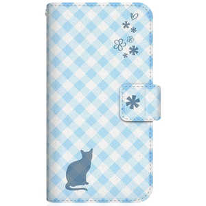 CASEMARKET iPhone 12 NYAGO スリム手帳型ケース NYAGO ノート サマー フラワー ダイアリー キャット シルエット - ブルー チェッククロス柄 & おすましだにゃ N CASEMARKET iPhone 12 NYAGO スリム手帳型ケース NYAGO ノート サマー フラワー ダイアリー キャット シルエット - ブルー チェッククロス柄 & おすましだにゃ N