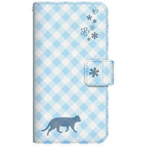 CASEMARKET iPhone 12 NYAGO スリム手帳型ケース NYAGO ノート サマー フラワー ダイアリー キャット シルエット - ブルー チェッククロス柄 & てくてくお散歩 N CASEMARKET iPhone 12 NYAGO スリム手帳型ケース NYAGO ノート サマー フラワー ダイアリー キャット シルエット - ブルー チェッククロス柄 & てくてくお散歩 N