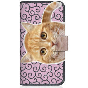 CASEMARKET iPhone 12 NYAGO スリム手帳型ケース NYAGO ノート キュート 甘えんぼう 茶トラ 猫 ペロペロするにゃ~｡ にゃんとも 和風 だにゃ~｡ NYAGO 唐草模様 ピンク iPhone12-BNG2S2760-78