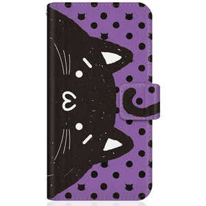 CASEMARKET Samsung Galaxy Note10+ SHOBON スリム手帳型ケース NYABON ショボーン (´･ω･') ノート しっぽ ブラック ドット & パープル SC-01M-BSB2S2446-78