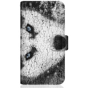 CASEMARKET FCNT arrows 5G スリム手帳型ケース スノー ウルフ & ブラック シベリアンハスキー F-51A-BCM2S2045-78
