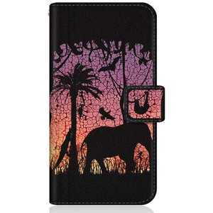 CASEMARKET Samsung Galaxy S20 Ultra 5G スリム手帳型ケース アニマル サンセット ブラック サファリ SM-G9880-BCM2S2029-78