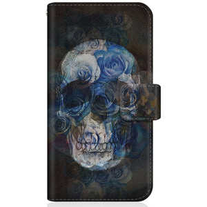 CASEMARKET Samsung Galaxy S20 Ultra 5G スリム手帳型ケース スカル ローズ クロス ブラック スリム ダイアリー SM-G9880-BCM2S2269-78