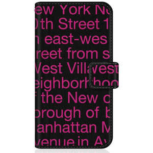 CASEMARKET Samsung Galaxy S20 Ultra 5G スリム手帳型ケース New York Typography - ピンク スリム ダイアリー SM-G9880-BCM2S2633-78