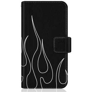 CASEMARKET Samsung Galaxy S21 5G スリム手帳型ケース ブラック ラインアート フレアパターン HOT ROD SC-51B-BCM2S2047-78