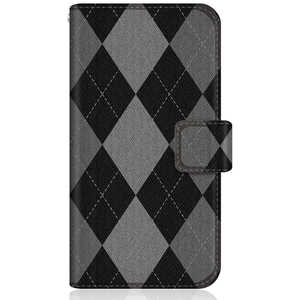 CASEMARKET Samsung Galaxy S21 5G スリム手帳型ケース モノトーン アーガイル柄 ロンドン クラシカル アーガイル SCG09-BCM2S2082-78