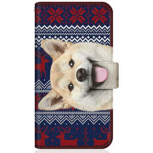 CASEMARKET Samsung Galaxy S21 5G スリム手帳型ケース ZAKKA ZOO ノート キュート つぶらな瞳 柴犬 ワンワン 北欧柄 クリスマス カラー SCG09-BCM2S2823-78