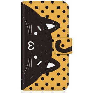 CASEMARKET Samsung Galaxy A32 5G SHOBON スリム手帳型ケース NYABON ショボーン (´･ω･') ノート しっぽ ブラック ドット & イエロー SCG08-BSB2S2448-78