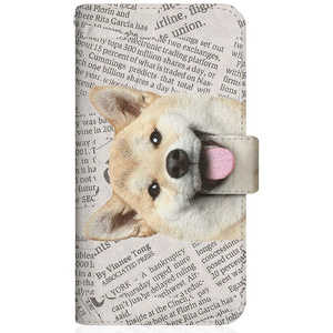 CASEMARKET Samsung Galaxy A32 5G スリム手帳型ケース ZAKKA ZOO ノート キュート つぶらな瞳 柴犬 ワンワン ニュースペーパー 柄 ホワイト SCG08-BCM2S2825-78