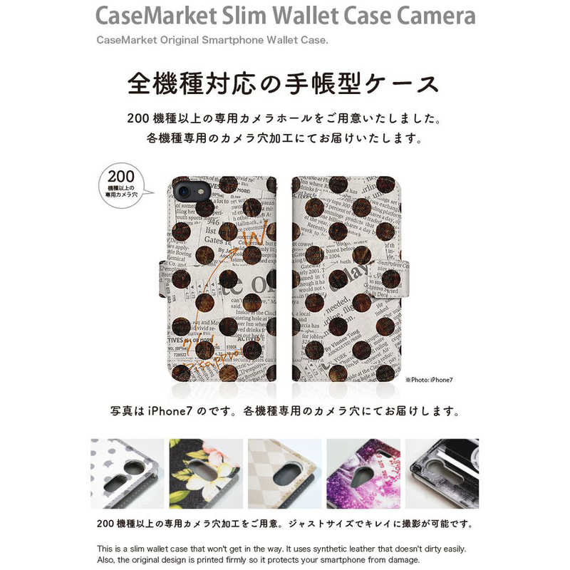 CASEMARKET CASEMARKET FCNT arrows NX9 スリム手帳型ケース Newspaper Dot ビンテージ ホワイト クラシック F-52A-BCM2S2550-78 F-52A-BCM2S2550-78