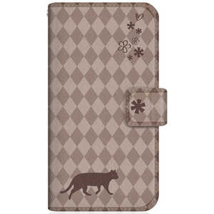 CASEMARKET AQUOS wish NYAGO スリム手帳型ケース ノート フレンチ フラワー ダイアリー キャット シルエット ダイヤ柄 & てくてくお散歩だにゃん チョコレート CASEMARKET AQUOS wish NYAGO スリム手帳型ケース ノート フレンチ フラワー ダイアリー キャット シルエット ダイヤ柄 & てくてくお散歩だにゃん チョコレート