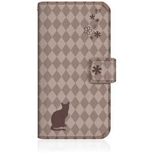 CASEMARKET iPhone 15 スリム手帳型ケース ノート フレンチ フラワー ダイアリー キャット シルエット ダイヤ柄 ＆ おすましだにゃん。 チョコレート iPhone15-BNG2S2459-78