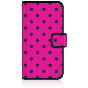 CASEMARKET iPhone 15 Plus スリム手帳型ケース スウィート ピンク ＆ ブラック ドット柄 スリム ダイアリー iPhone15p-BCM2S2188-78