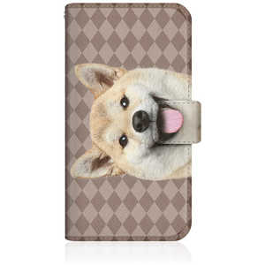 CASEMARKET iPhone 15 Plus スリム手帳型ケース ZAKKA ZOO ノート キュート つぶらな瞳 柴犬 ワンワン フレンチ ダイヤ柄 ブラウン iPhone15p-BCM2S2822-78