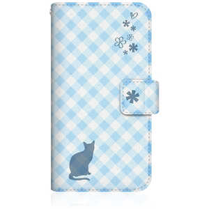 CASEMARKET iPhone 15 Pro スリム手帳型ケース ノート サマー フラワー ダイアリー キャット シルエット - ブルー チェッククロス柄 & おすましだにゃ NYAGO iP CASEMARKET iPhone 15 Pro スリム手帳型ケース ノート サマー フラワー ダイアリー キャット シルエット - ブルー チェッククロス柄 & おすましだにゃ NYAGO iP