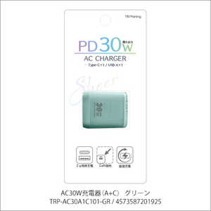 トライプランニング AC30W充電器(A+C) グリーン TRP-AC30A1C101-GR トライプランニング AC30W充電器(A+C) グリーン TRP-AC30A1C101-GR