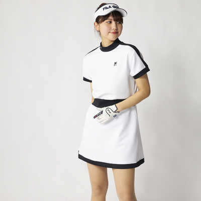 FILA ゴルフワンピース ブラック・ホワイトチェック フィラゴルフ モックネックワンピース FILA GOLF ［レディース / 身丈