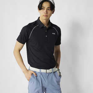 フィラゴルフ 肩ライン入り半袖シャツ FILA GOLF ［メンズ / 身丈：73 裄丈：47 袖幅：22.5 身幅：57 裾幅：55］ ブラック 【返品交換不可】 746656W