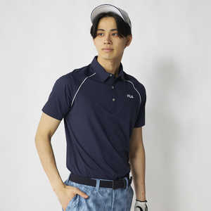 フィラゴルフ 肩ライン入り半袖シャツ FILA GOLF ［メンズ / 身丈：75 裄丈：49 袖幅：23.5 身幅：60 裾幅：58］ ネイビー 【返品交換不可】 746656W