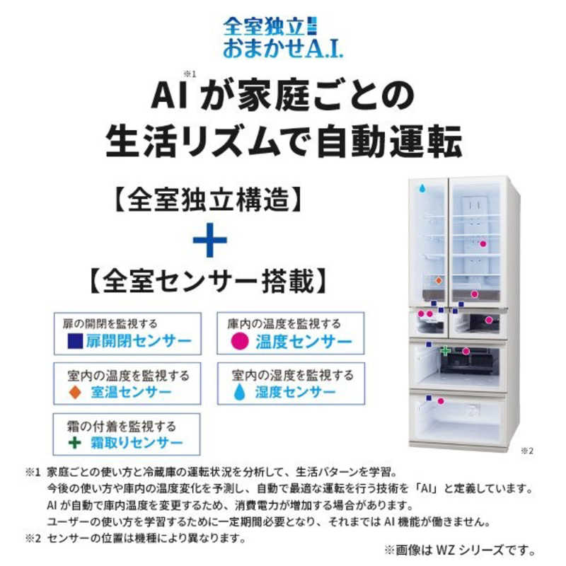 三菱　MITSUBISHI 三菱　MITSUBISHI 冷蔵庫 5ドア 455L 右開き BDシリーズ 真ん中冷凍室 幅60cm フラットアンバーグレー MR-BD46N-H MR-BD46N-H