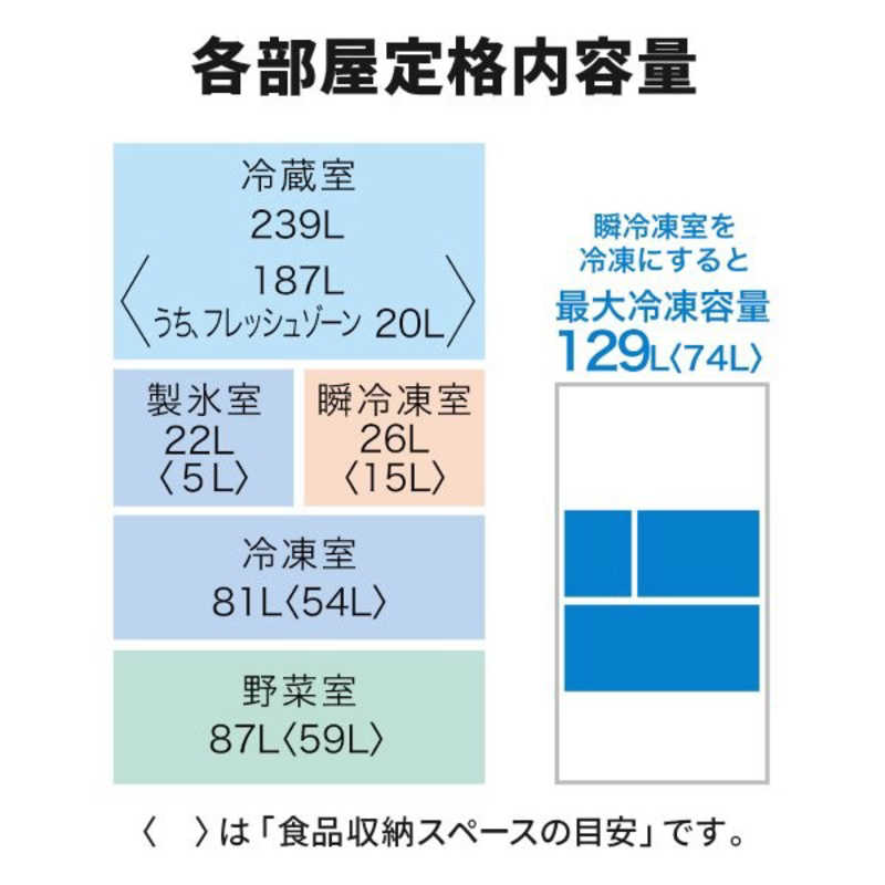 三菱　MITSUBISHI 三菱　MITSUBISHI 冷蔵庫 5ドア 455L 右開き BDシリーズ 真ん中冷凍室 幅60cm フラットアンバーグレー MR-BD46N-H MR-BD46N-H