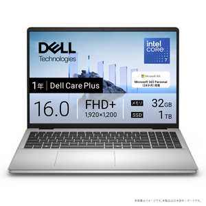 DELL デル ノートパソコン Dell 16 [ 16型 / Win11 Home / Core 7 / メモリ32GB / SSD1TB / Microsoft 365 ] プラチナシルバー ND86-FWM3SC