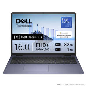 DELL デル ノートパソコン Dell 16 [ 16型 / Win11 Home / Core 7 / メモリ32GB / SSD1TB / Microsoft 365 ] ミッドナイトブルー ND86-FWM3MC