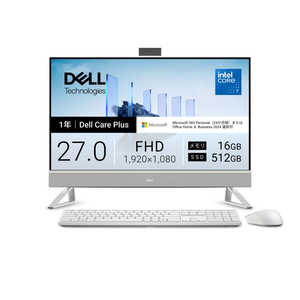 DELL �f�� �f�X�N�g�b�v�p�\�R�� [ 27�^ / Win11 Home / Core 7 / ������16GB / SSD512GB ] �p�[���z���C�g AD69-GHM3C