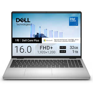 DELL �f�� Dell 16 DC16251 �m16.0�^/Core 7 �v���Z�b�T�[ 150U/�������F32GB/SSD�F1TB/Microsoft 365 Personal(24������)�n �v���`�i�V���o�[ ND86-GNM3SC