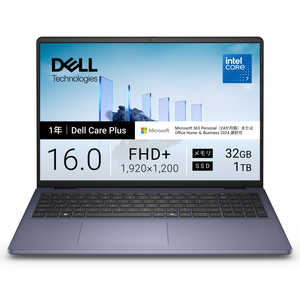 DELL �f�� Dell 16 DC16251 �m16.0�^/Core 7 �v���Z�b�T�[ 150U/�������F32GB/SSD�F1TB/Microsoft 365 Personal(24������)�n �~�b�h�i�C�g�u���[ ND86-GNM3MC