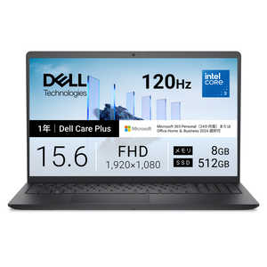 DELL �f�� DC15250 �m15.6�^ / Win11 Home / intel Core 3 / �������F8GB / SSD512GB / Microsoft 365 Personal �n �J�[�{���u���b�N ND25-GNM3BC