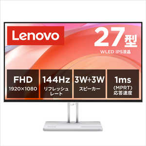 ���m�{�W���p�� Lenovo L27-4C ���j�^�[ �m27�^ / �t��HD(1920×1080) / ���C�h / 144Hz�n �N���E�h�O���[ 67DEKAC1JP